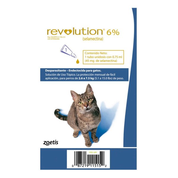 REVOLUTION GATO 2.6 A 7.5 KG 0.75 ML ( 6%) UNI AZUL