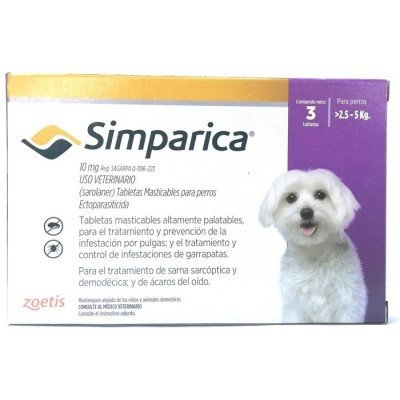 SIMPARICA 2.5 A 5 KG 10 MG CAJA *1 UND LILA