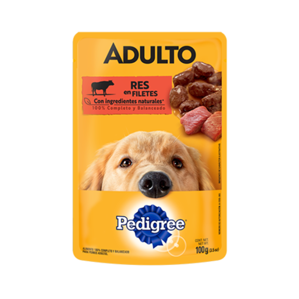PEDIGREE POUCH ADULTO RAZA MEDIANA GRANDE CARNE EN SALSA 100GR.