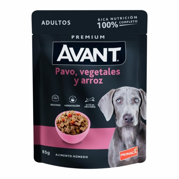 AVANT POUCH ADULTO PAVO, VEGETALES Y ARROZ 0.85 GR