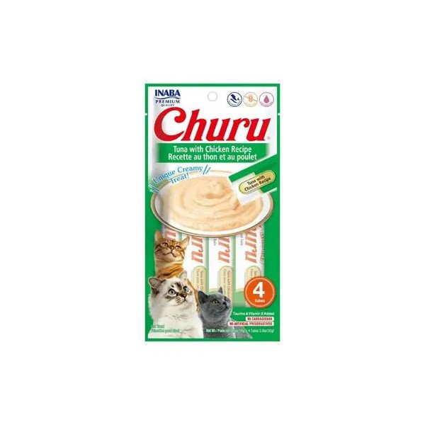 CHURU GATO SNACK ATUN Y POLLO 56G VERDE