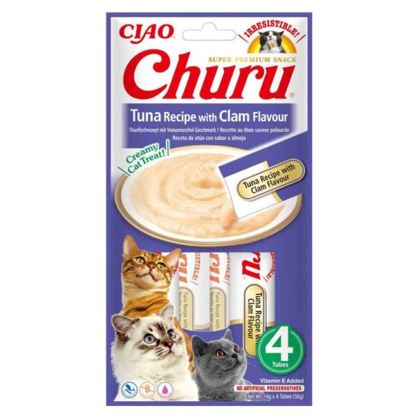 CHURU GATO SNACK ATUN CON ALMEJAS 56G