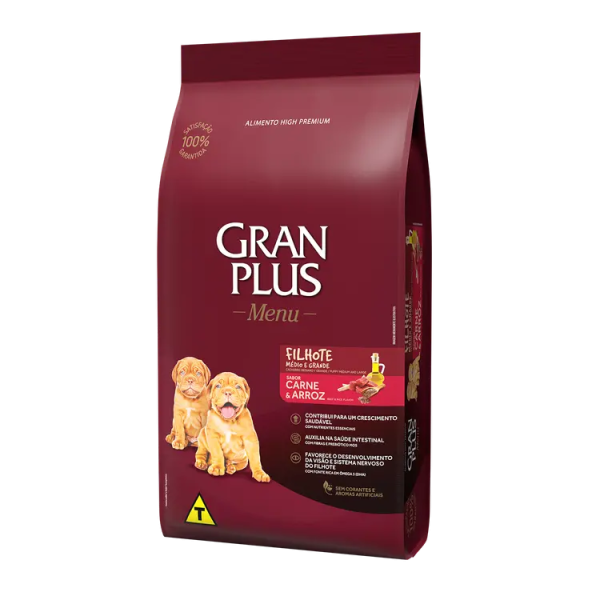 GRAN PLUS MENU CACHORRO MEDIANO GRANDE CARNE Y ARROZ