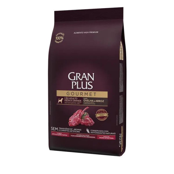 GRAN PLUS GOURMET PERRO ADULTO RAZA MEDIANA GRANDE CORDERO Y ARROZ