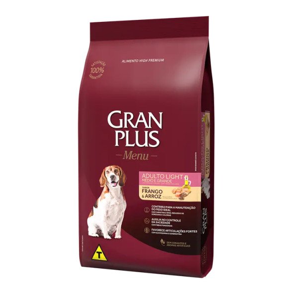 GRAN PLUS MENU PERRO ADULTO LIGHT SABOR POLLO ARROZ